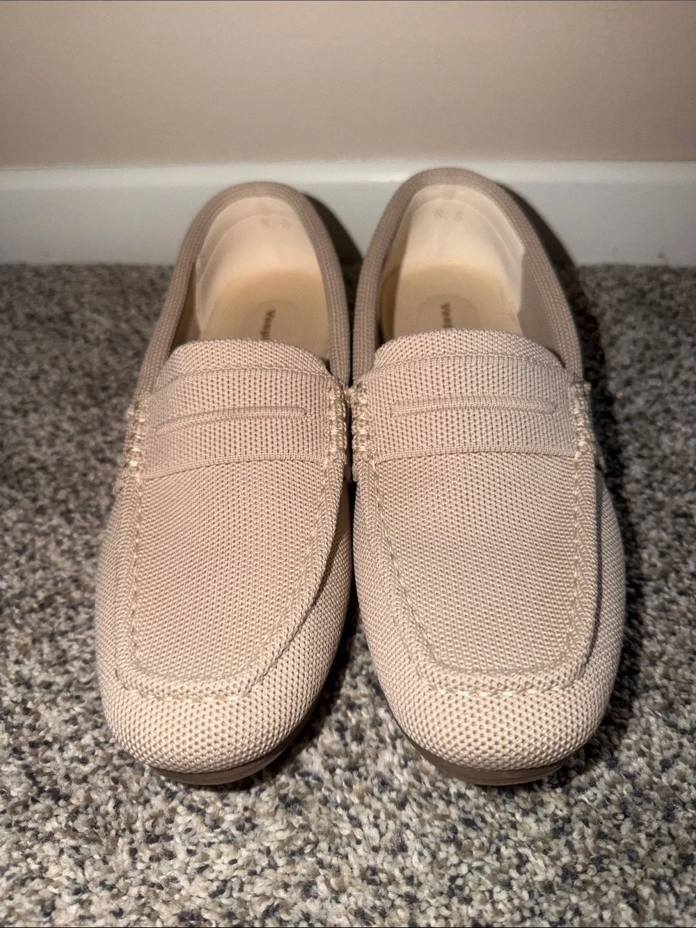Men's Beige Knit Slip-On Loafers